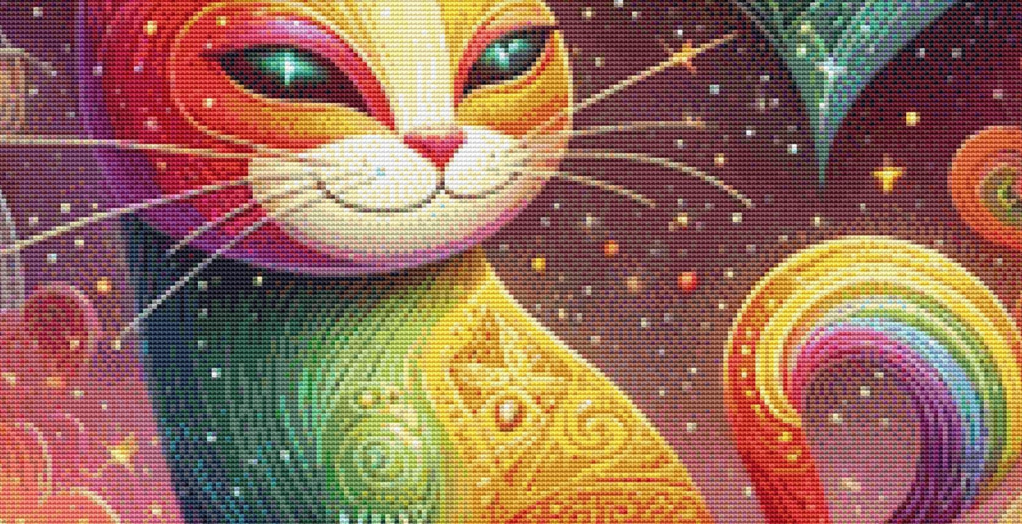 Cosmic Feline Fantasy counted cross stitch pattern by World of Love Hearts/Adrian G. Eyre