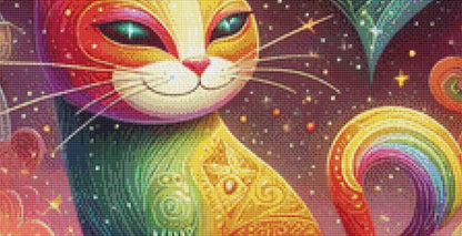 Cosmic Feline Fantasy counted cross stitch pattern by World of Love Hearts/Adrian G. Eyre