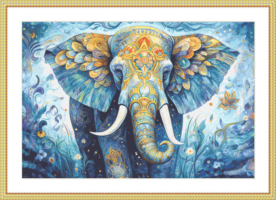 Pastel Mystic Elephant counted cross stitch pattern ©Adobe Ext. License