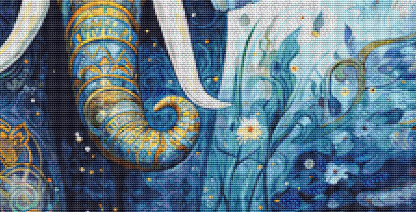 Pastel Mystic Elephant counted cross stitch pattern ©Adobe Ext. License