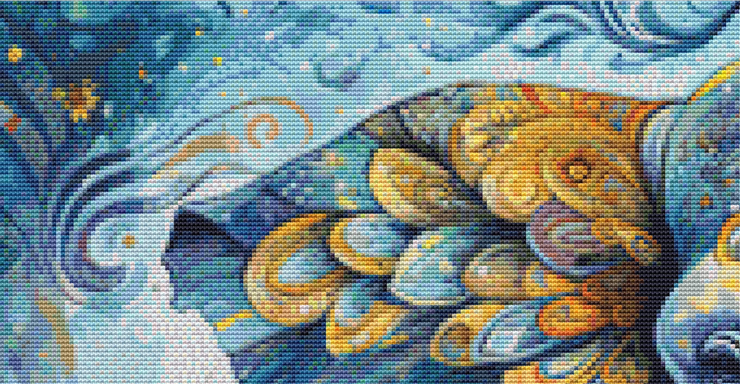 Pastel Mystic Elephant counted cross stitch pattern ©Adobe Ext. License