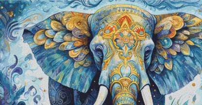 Pastel Mystic Elephant counted cross stitch pattern ©Adobe Ext. License