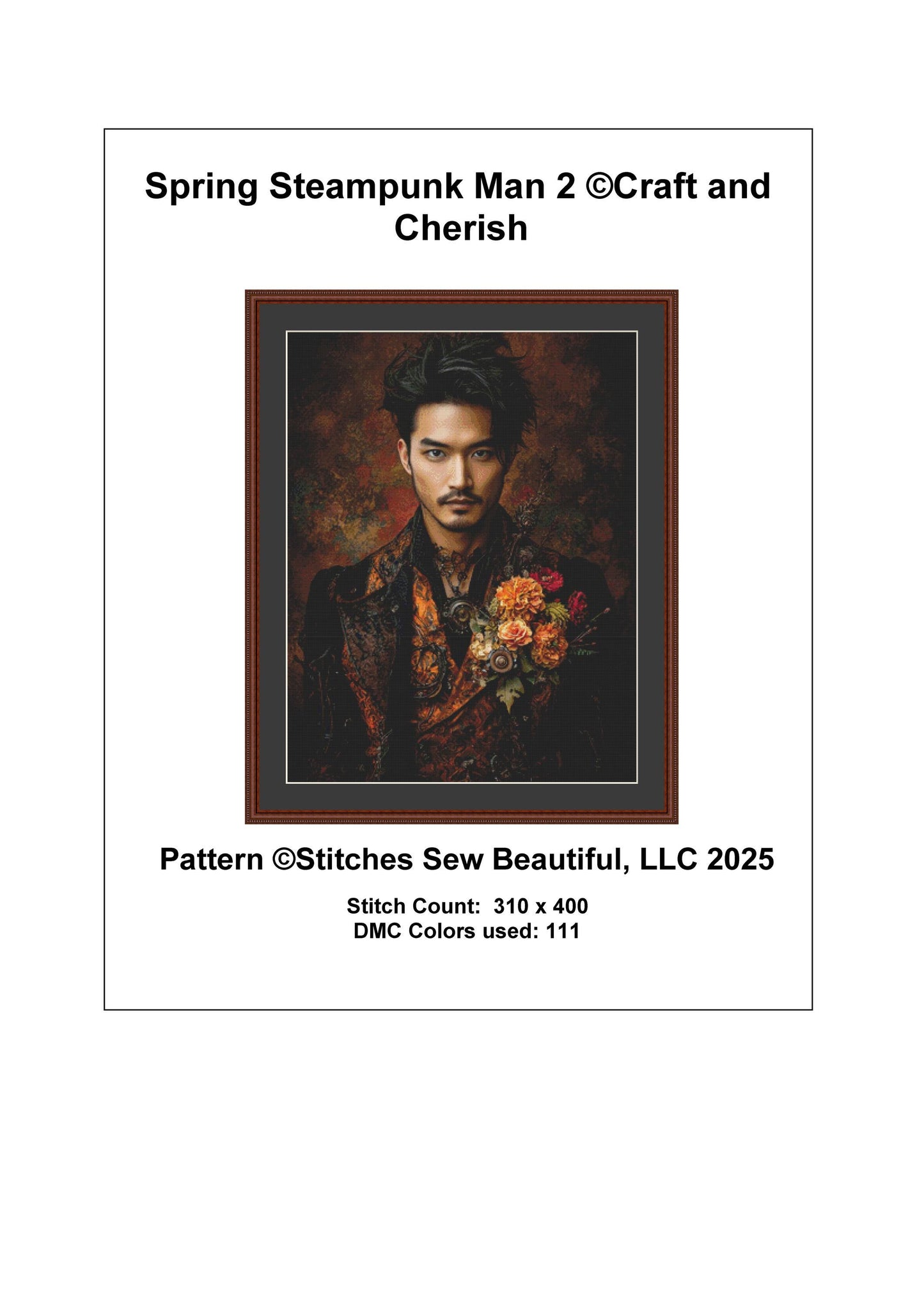 Spring Steampunk Man 2 counted cross stitch pattern by Craft and Cherish