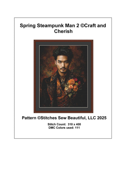 Spring Steampunk Man 2 counted cross stitch pattern by Craft and Cherish