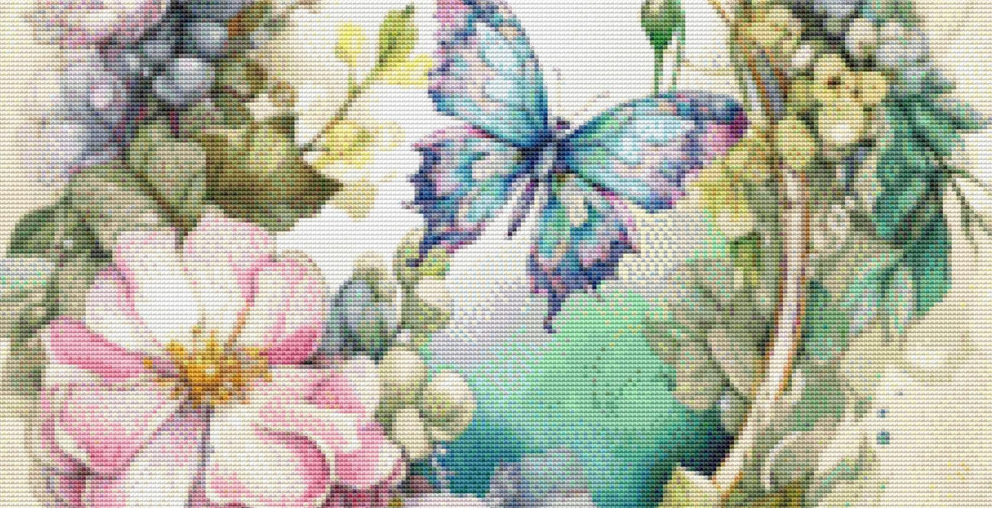Spring Butterfly (Max Color) counted cross stitch pattern by LianaScrap