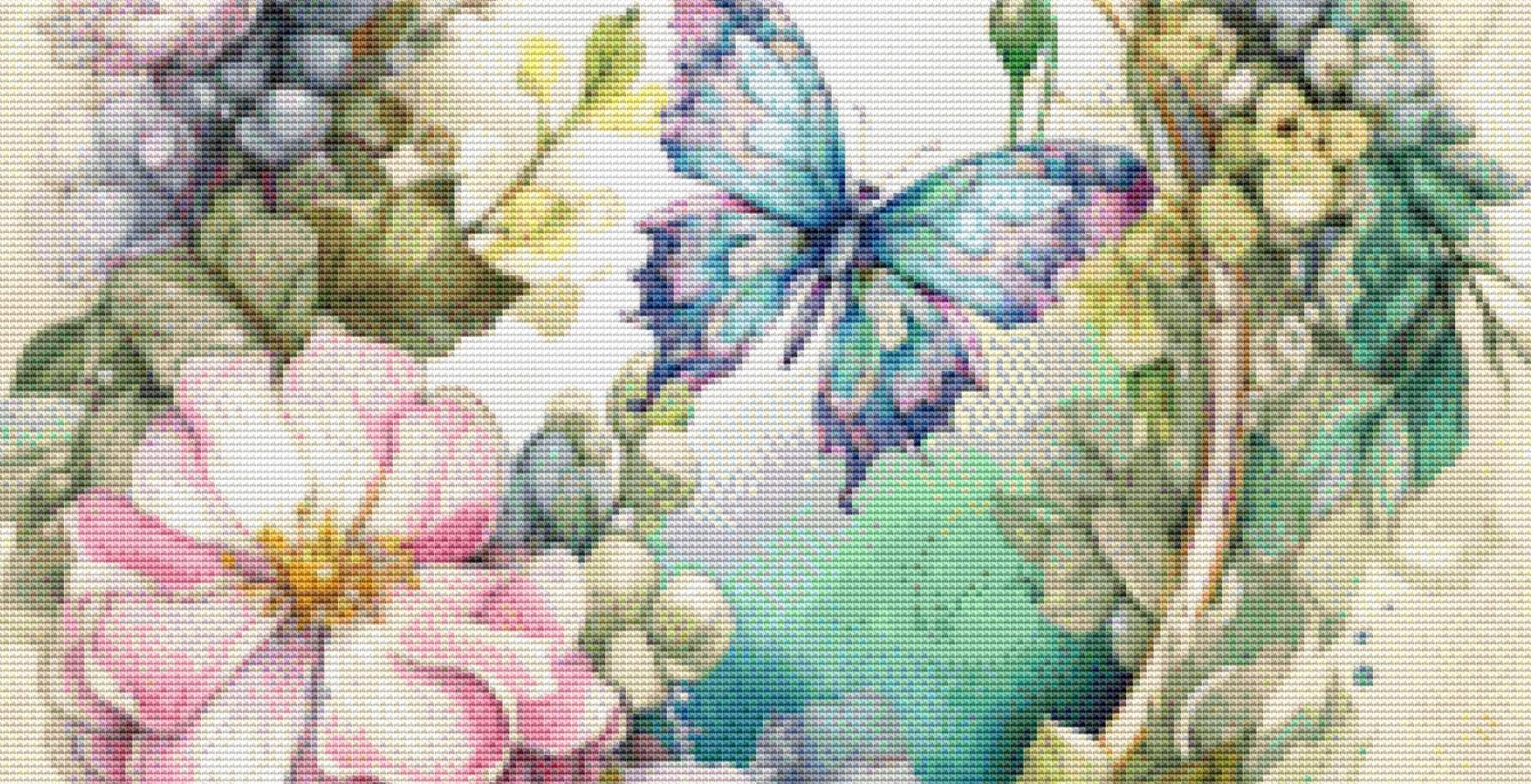 Spring Butterfly (Max Color) counted cross stitch pattern by LianaScrap