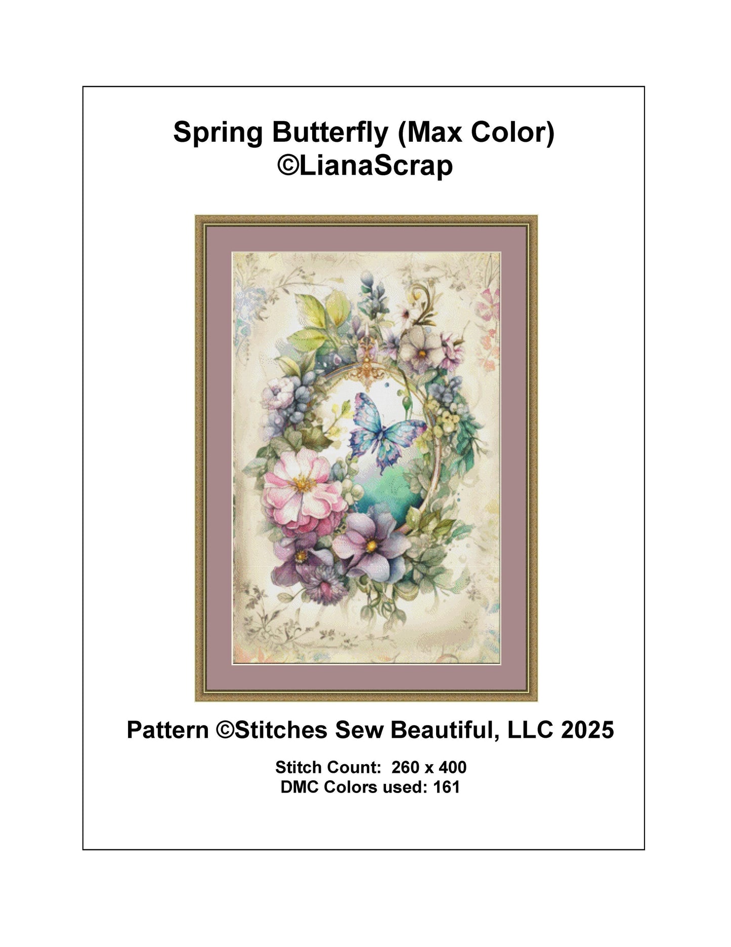 Spring Butterfly (Max Color) counted cross stitch pattern by LianaScrap