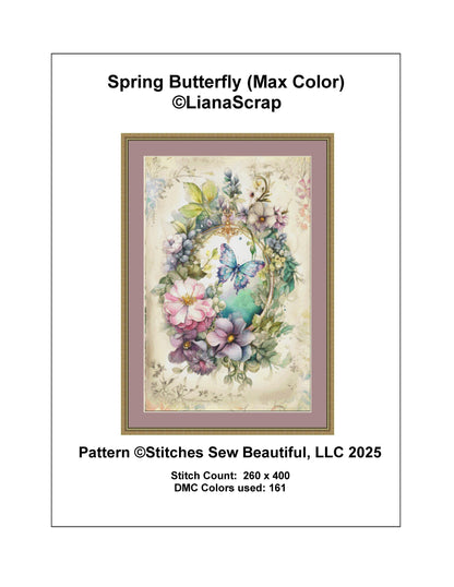 Spring Butterfly (Max Color) counted cross stitch pattern by LianaScrap