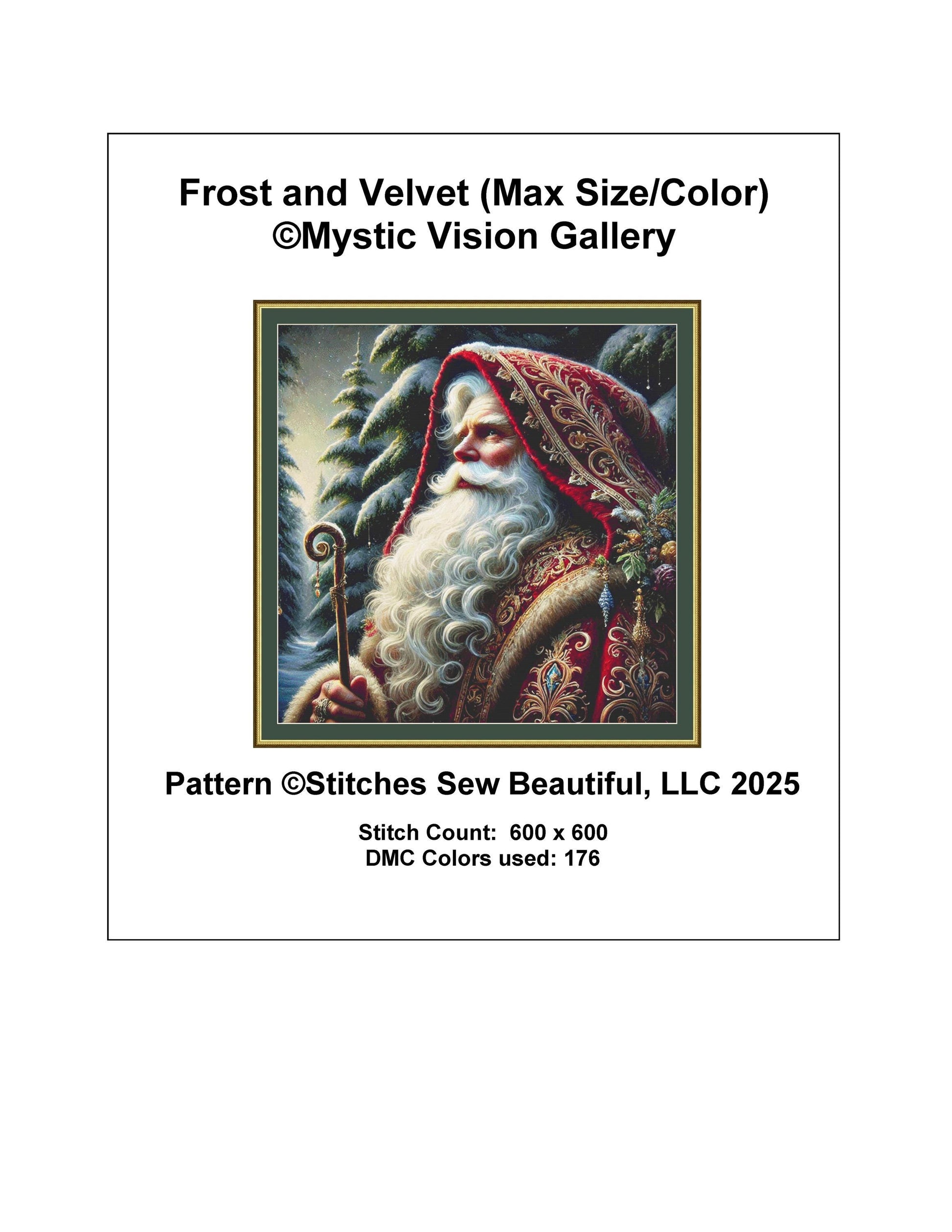Frost and Velvet (Max Size/Color) counted cross stitch pattern by Mystic Vision Gallery