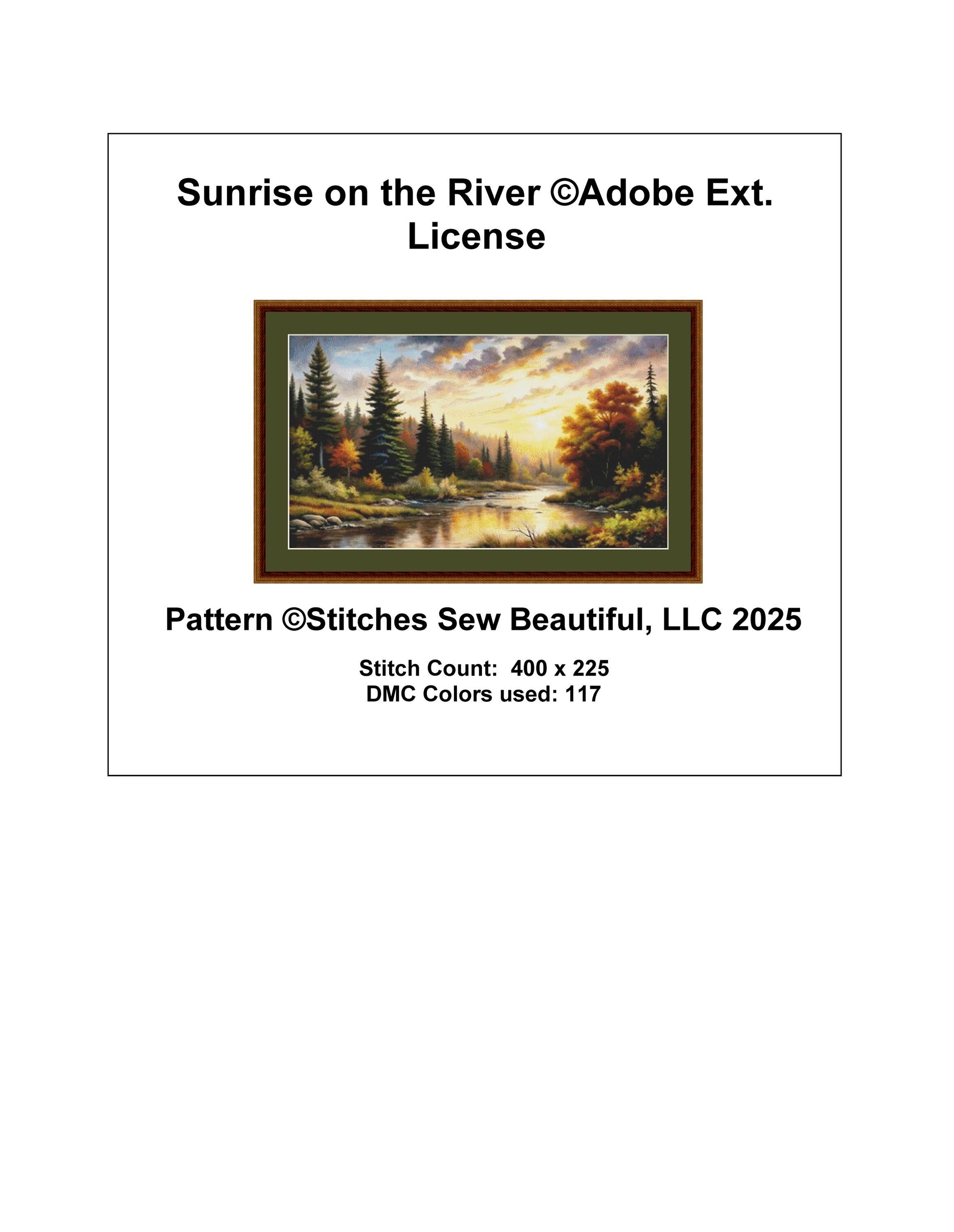 Sunrise on the River counted cross stitch pattern ©Adobe Ext. License