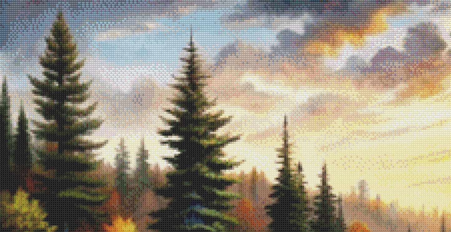 Sunrise on the River counted cross stitch pattern ©Adobe Ext. License