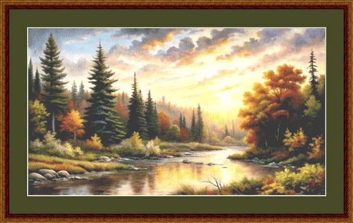 Sunrise on the River counted cross stitch pattern ©Adobe Ext. License