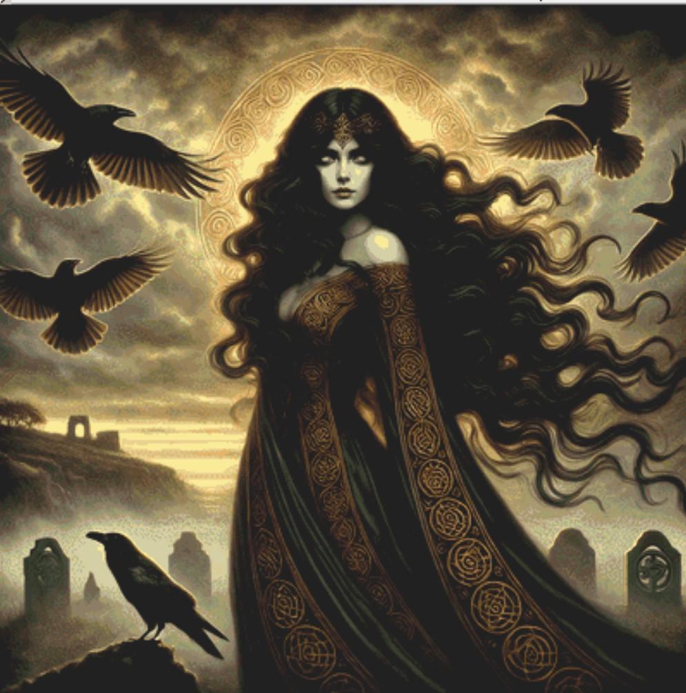 The Morrigan counted cross stitch pattern by Mystic Vision Gallery