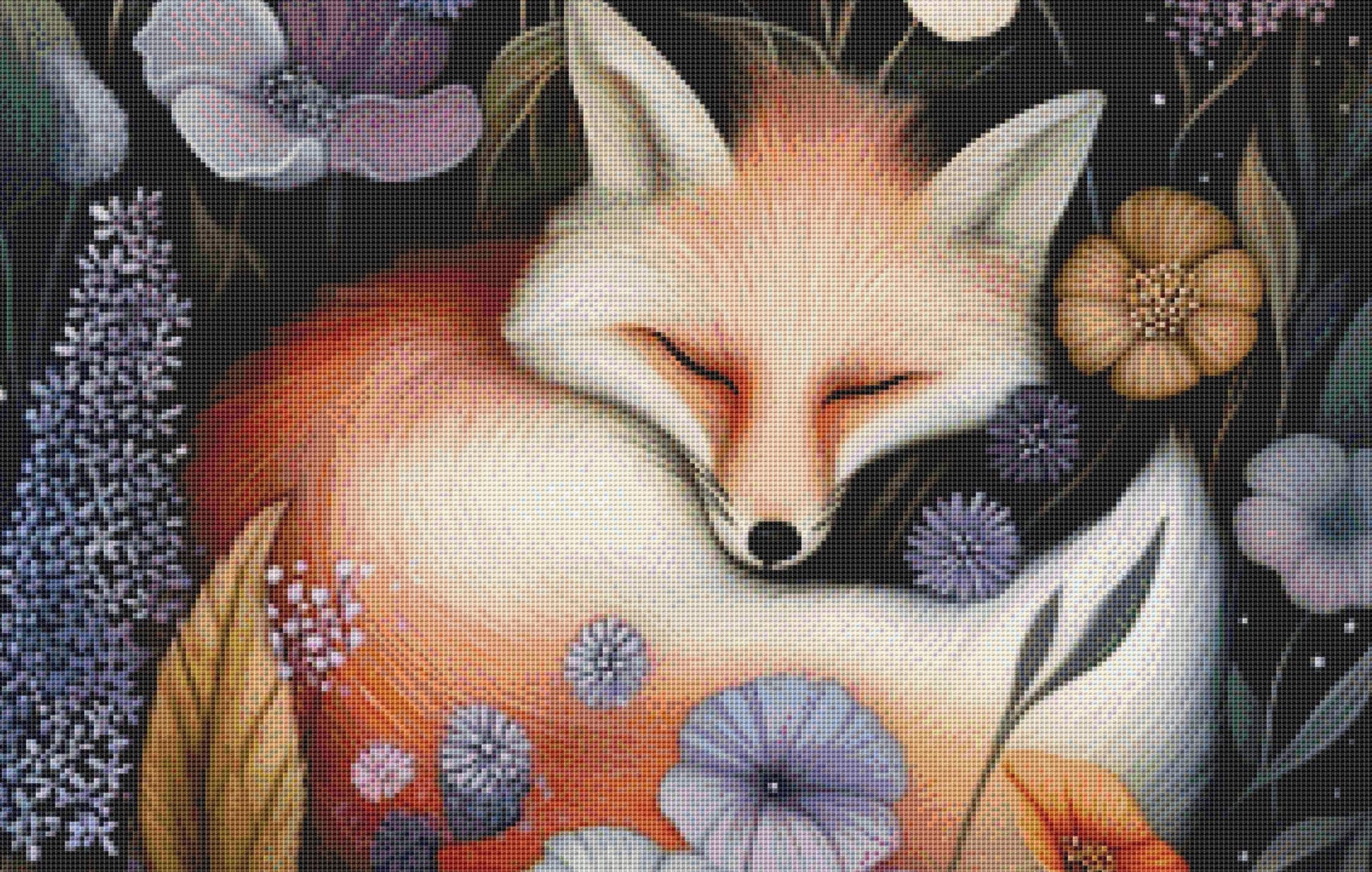 Sleeping Fox counted cross stitch pattern by Dutch Lady Mystic Art