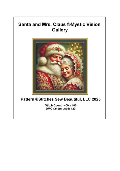Santa and Mrs. Claus counted cross stitch pattern by Mystic Vision Gallery