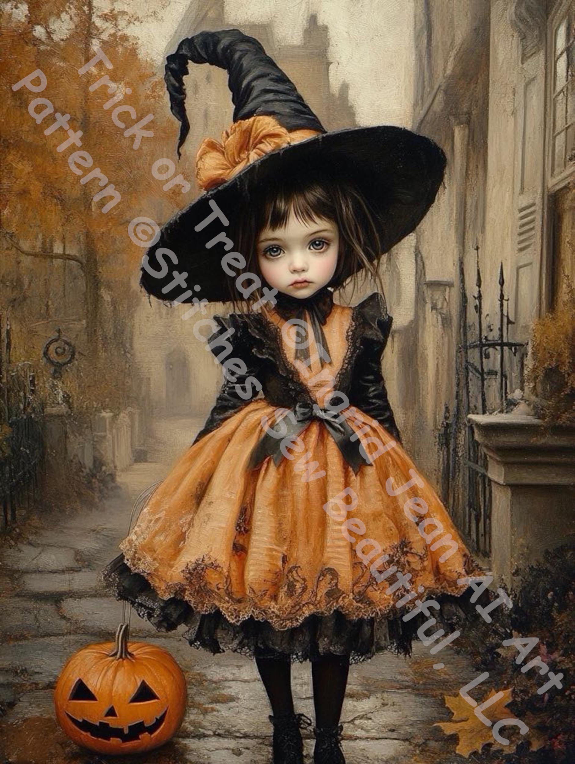 Trick or Treat counted cross stitch pattern by Ingrid Jean AI Art