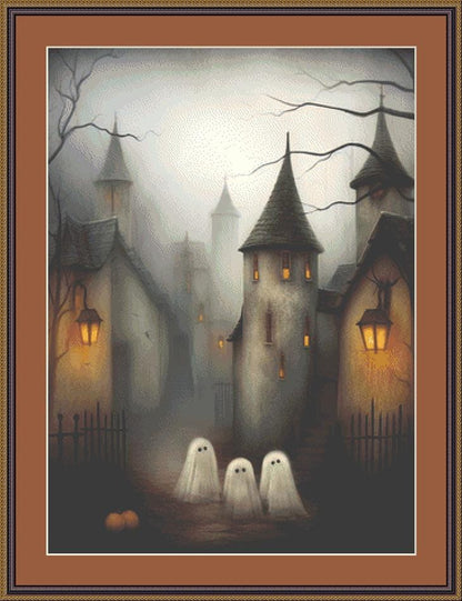 Haunted Village counted cross stitch pattern by Tammy L. Gross