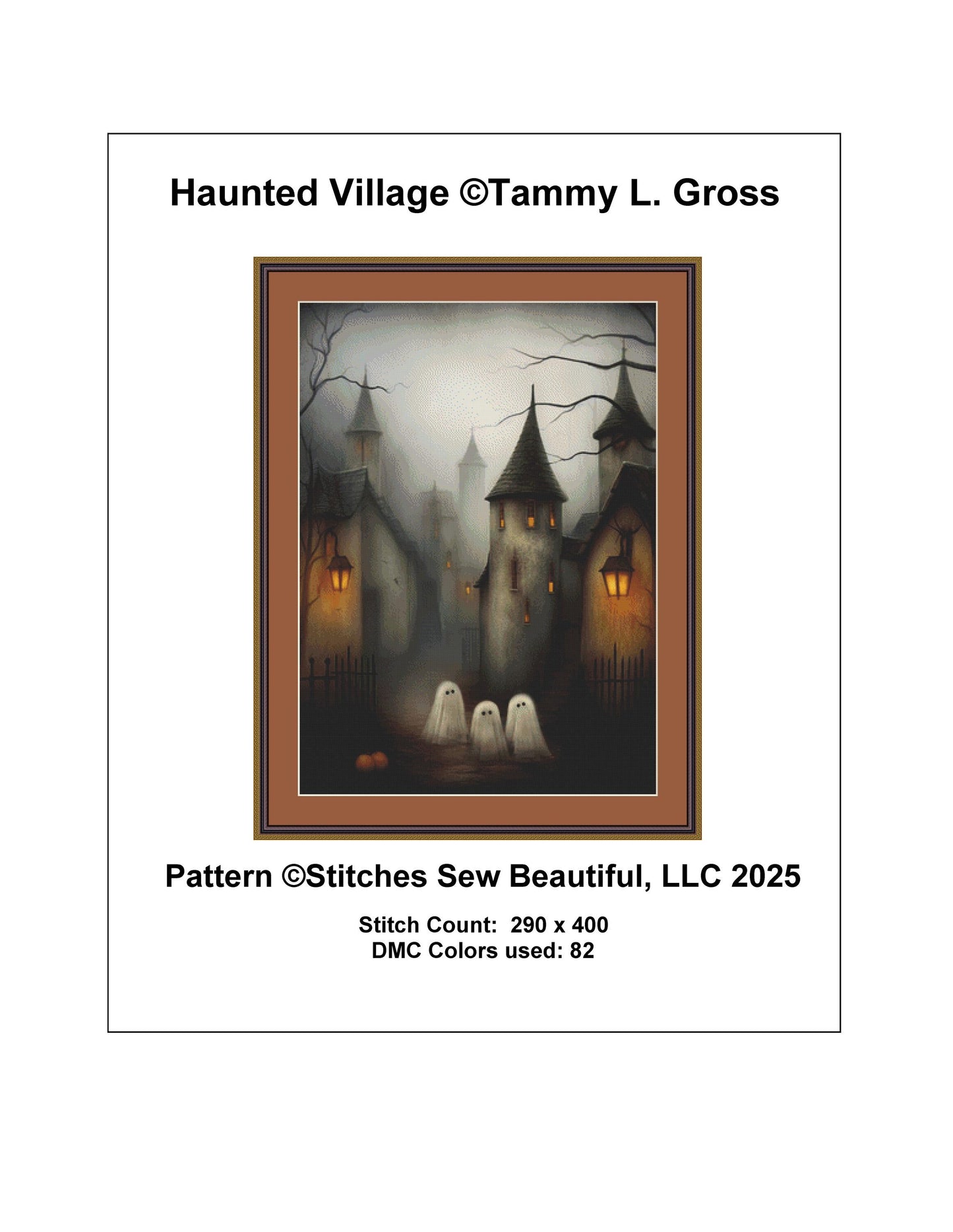 Haunted Village counted cross stitch pattern by Tammy L. Gross