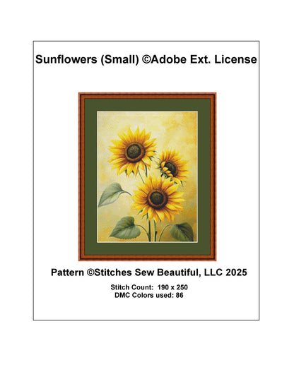 Sunflowers (Small) counted cross stitch pattern by ©Adobe Ext. License