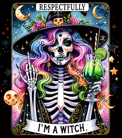 Respectfully I'm a Witch counted cross stitch pattern by Pixel Paige Studio