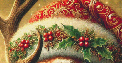 Tender Santa and Reindeer (Max Size/Color) counted cross stitch pattern by Mystic Vision Gallery