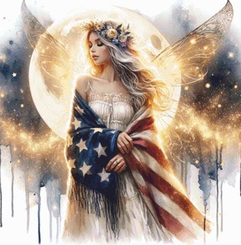 Patriotic Fairy No. 1 counted cross stitch pattern by Design Studio Trend