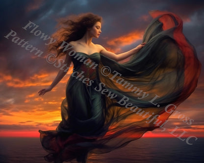 Flowy Woman (Max Size/Color) counted cross stitch pattern by Tammy L. Gross