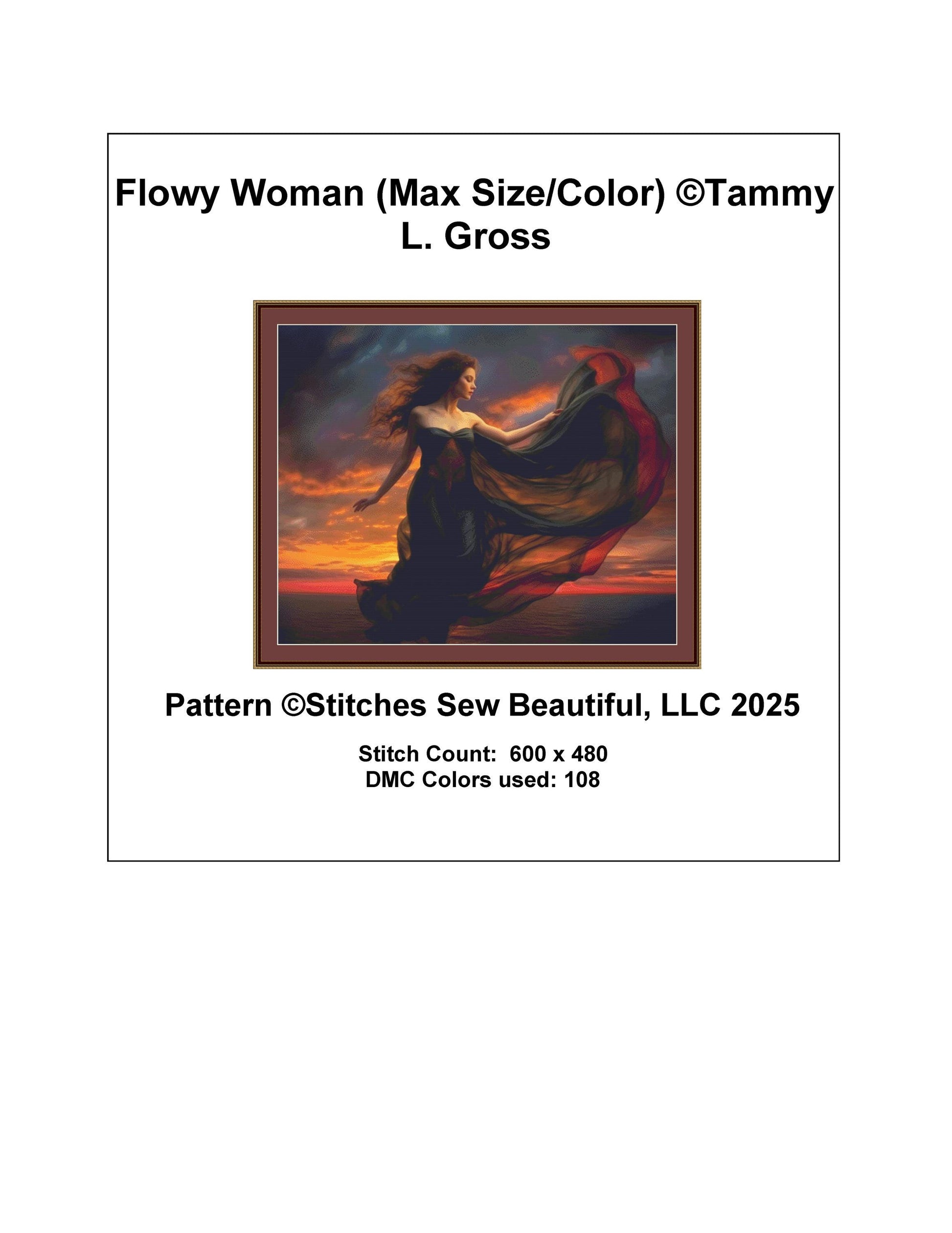 Flowy Woman (Max Size/Color) counted cross stitch pattern by Tammy L. Gross