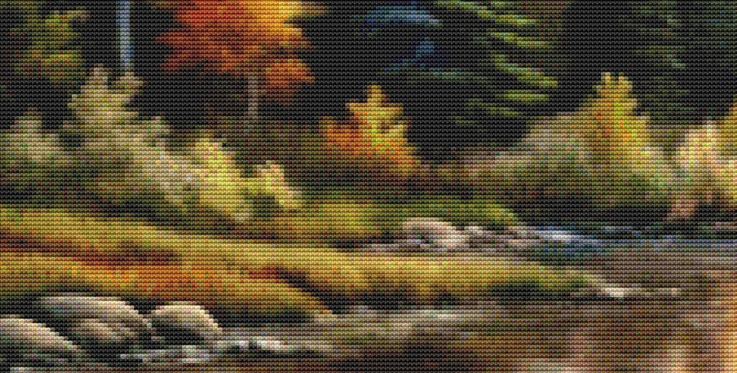 Sunrise on the River counted cross stitch pattern ©Adobe Ext. License