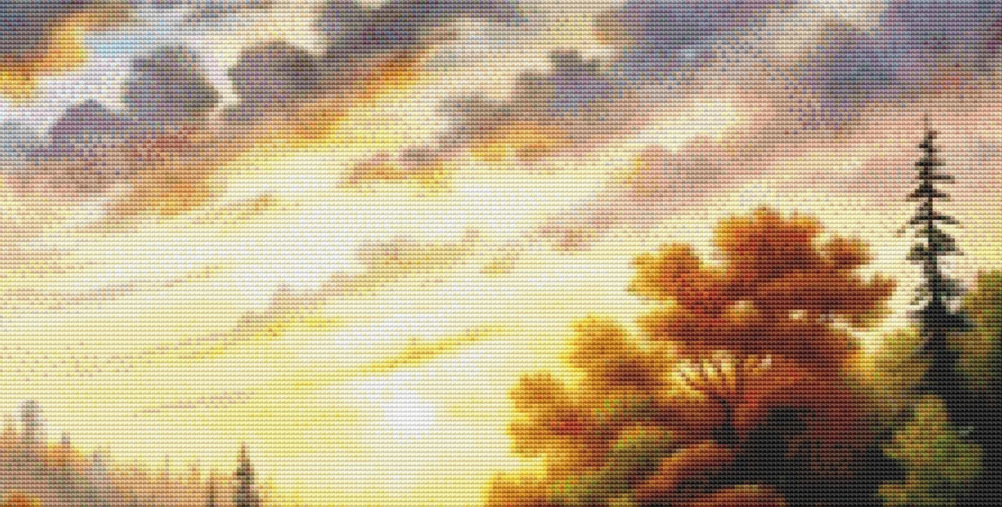 Sunrise on the River counted cross stitch pattern ©Adobe Ext. License