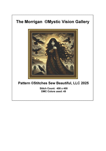 The Morrigan counted cross stitch pattern by Mystic Vision Gallery