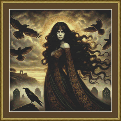 The Morrigan counted cross stitch pattern by Mystic Vision Gallery
