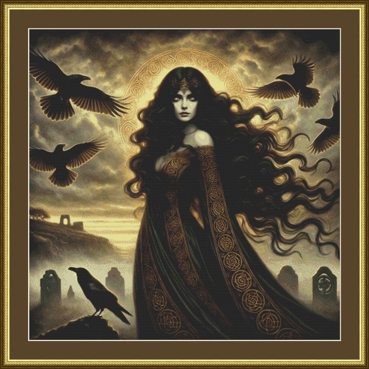 The Morrigan counted cross stitch pattern by Mystic Vision Gallery