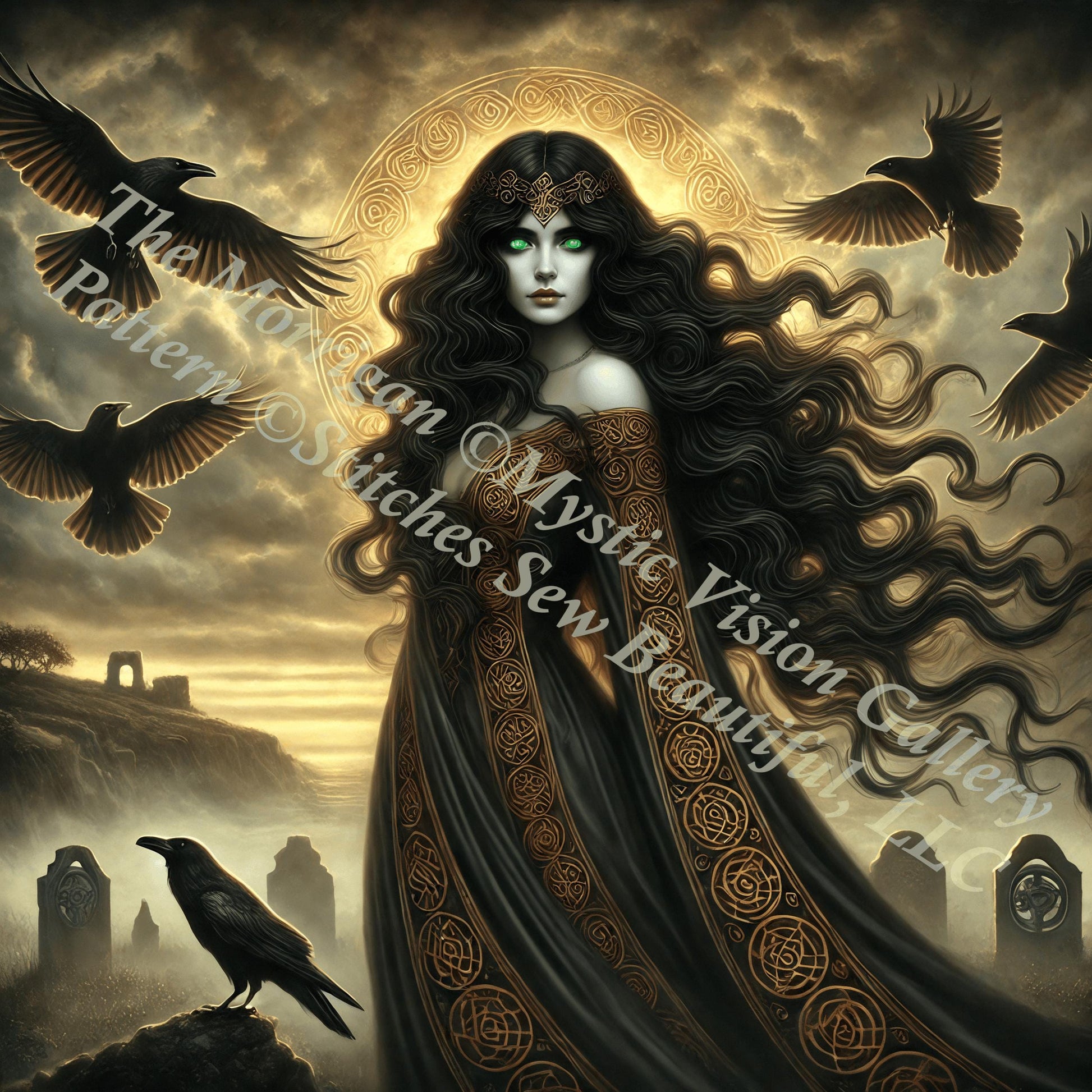The Morrigan counted cross stitch pattern by Mystic Vision Gallery
