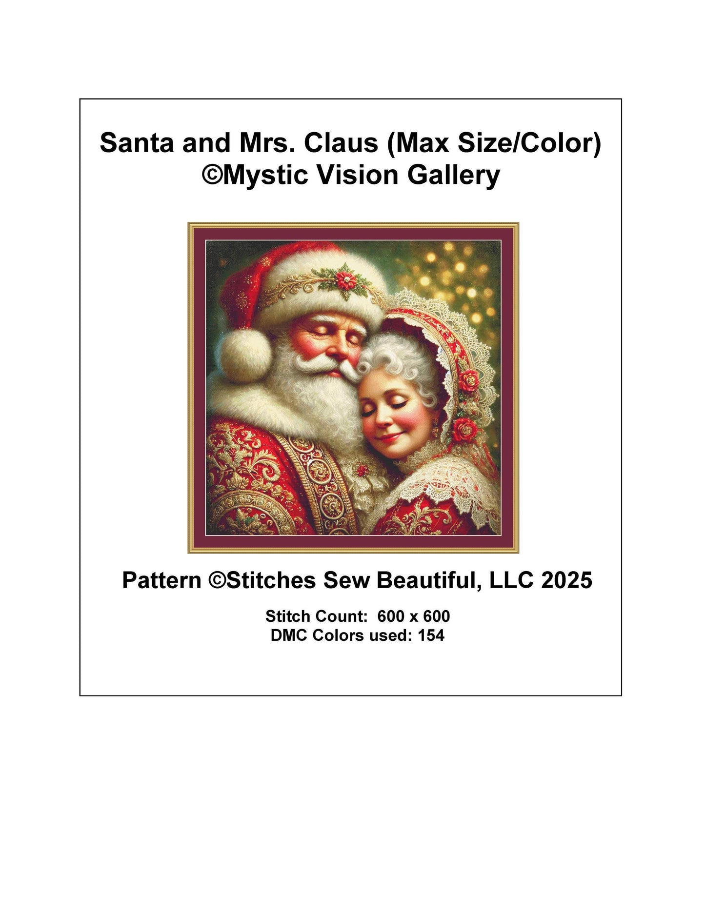 Santa and Mrs. Claus (Max Size/Color) counted cross stitch pattern by Mystic Vision Gallery