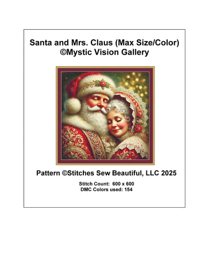 Santa and Mrs. Claus (Max Size/Color) counted cross stitch pattern by Mystic Vision Gallery