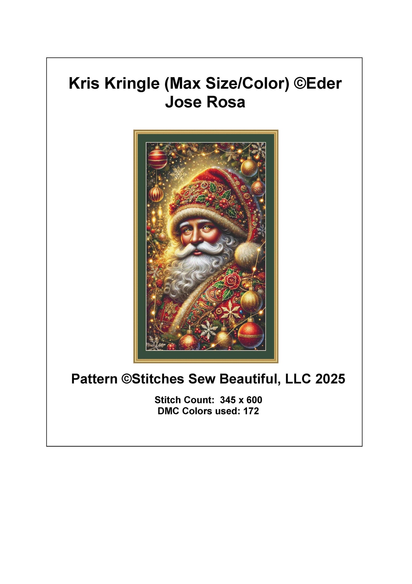 Kris Kringle (Max Size/Color) counted cross stitch pattern by Eder Jose Rosa