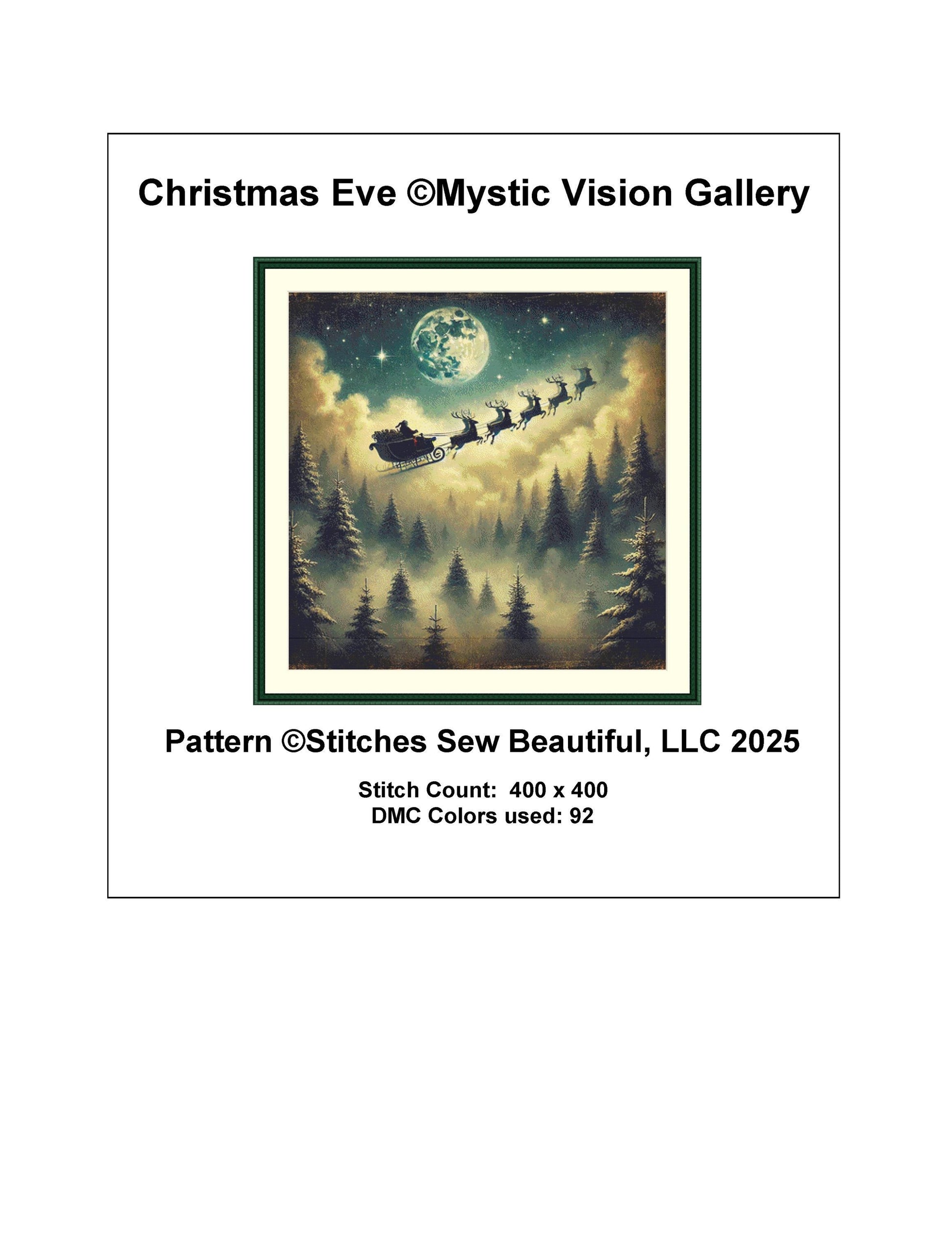 Christmas Eve counted cross stitch pattern by Mystic Vision Gallery