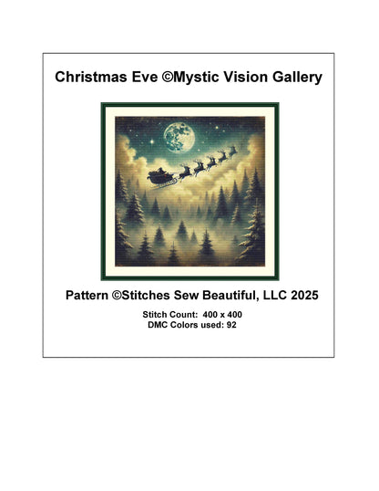 Christmas Eve counted cross stitch pattern by Mystic Vision Gallery