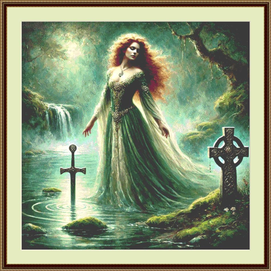 Lady of the Lake counted cross stitch pattern by Mystic Vision Gallery