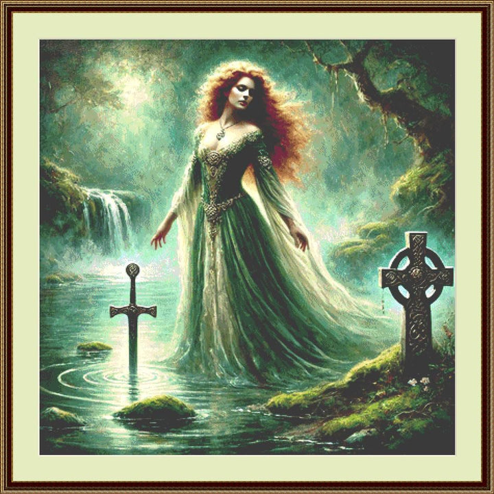 Lady of the Lake counted cross stitch pattern by Mystic Vision Gallery