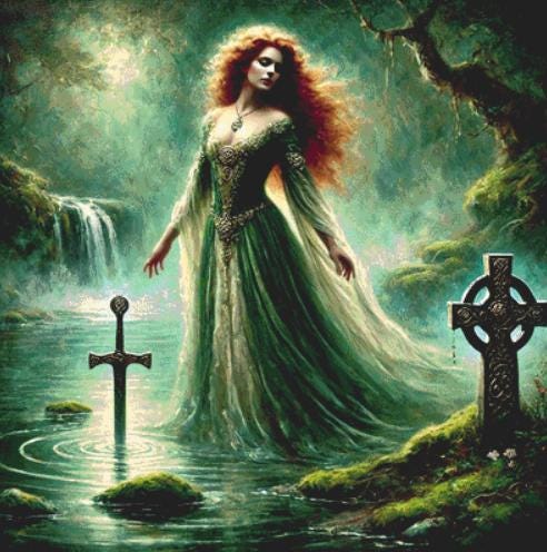 Lady of the Lake counted cross stitch pattern by Mystic Vision Gallery