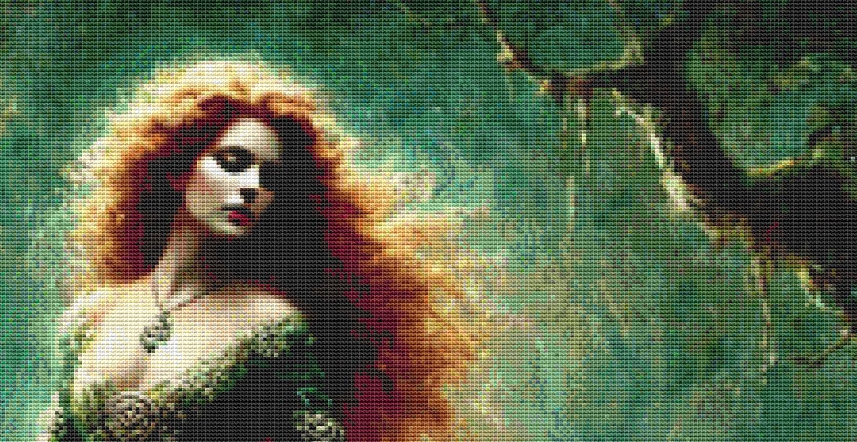 Lady of the Lake counted cross stitch pattern by Mystic Vision Gallery