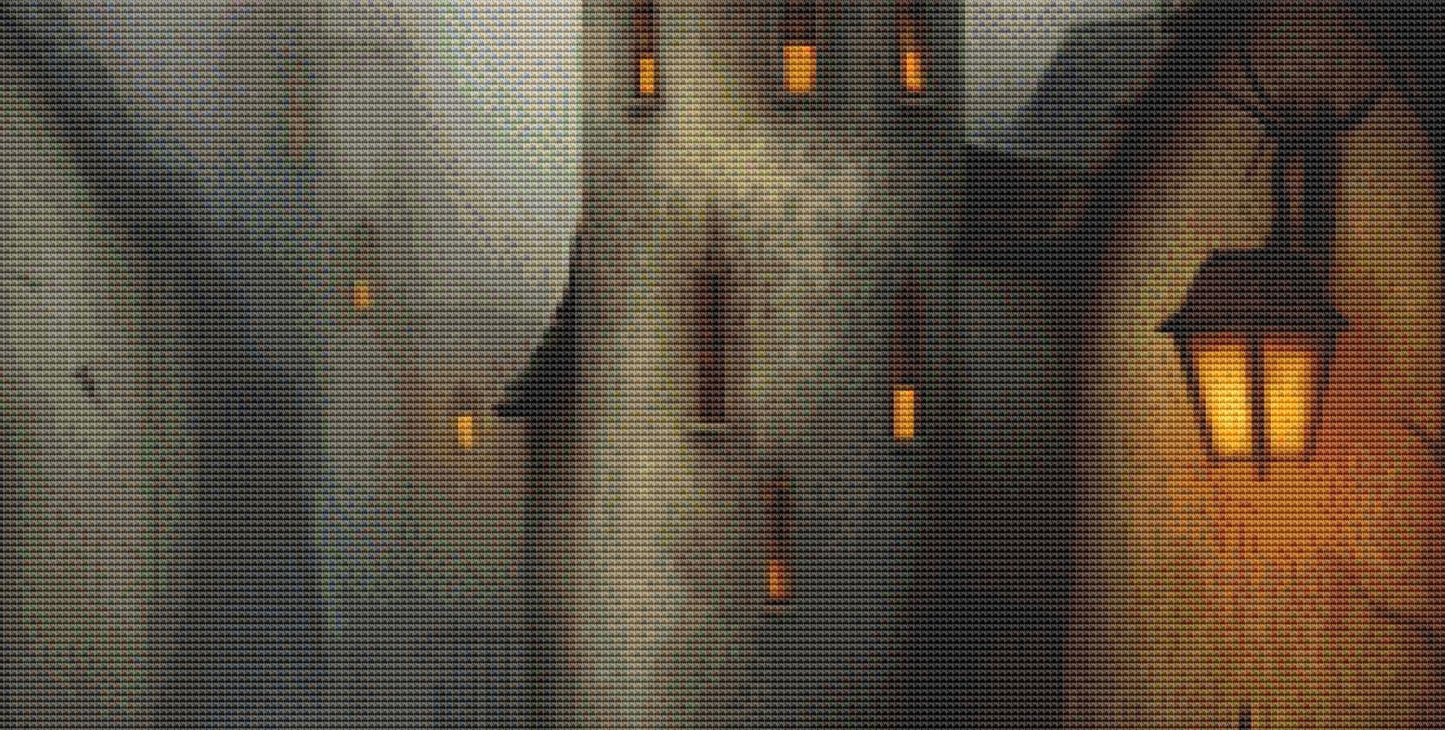 Haunted Village counted cross stitch pattern by Tammy L. Gross