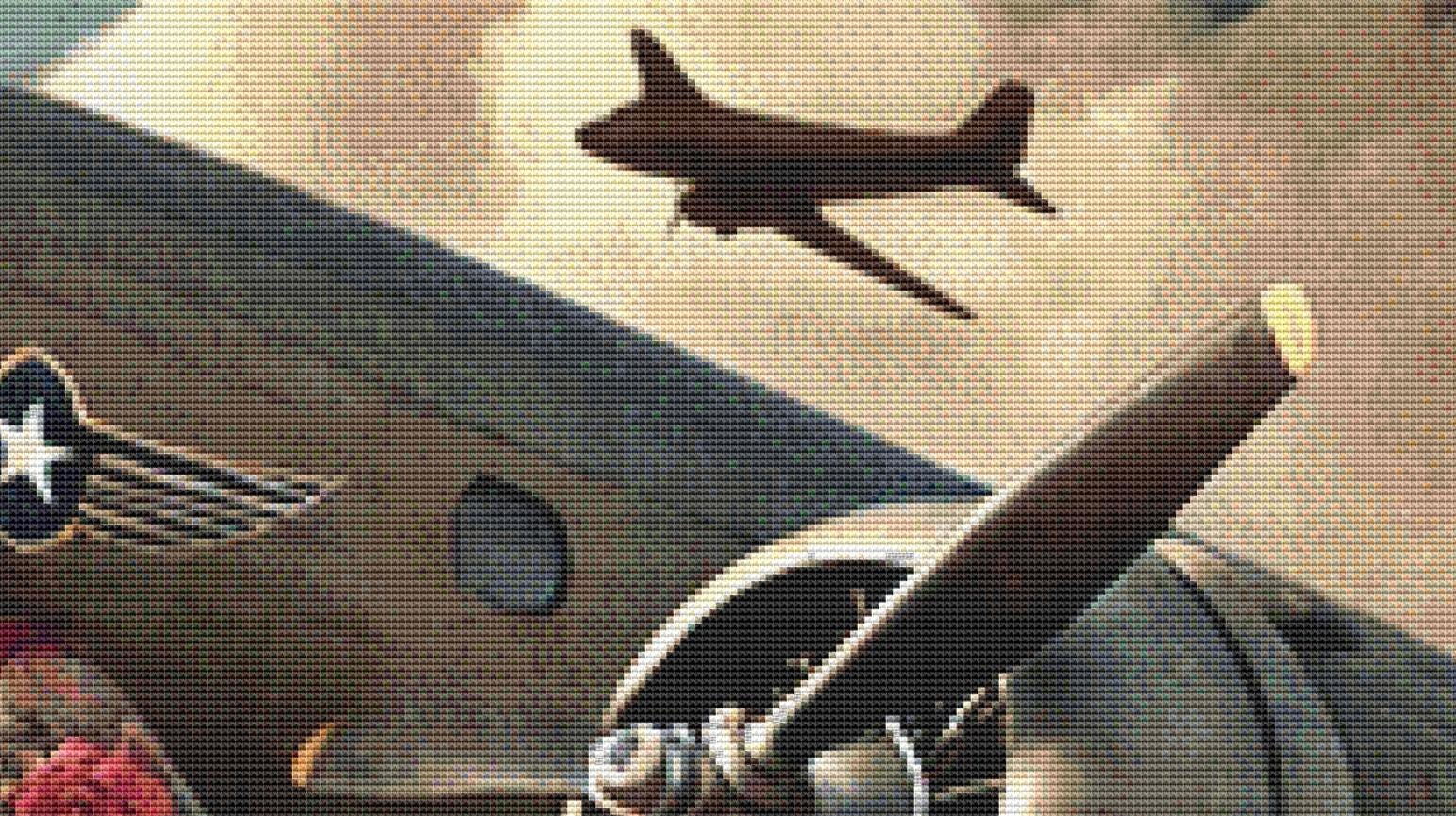 Aviator Pin-Up counted cross stitch pattern by Mystic Vision Gallery