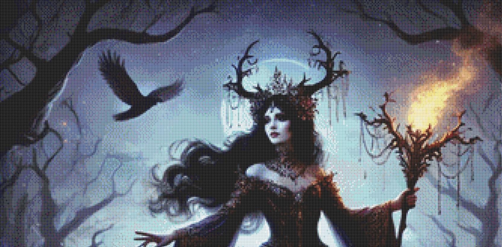 Hecate Goddess of Witchcraft counted cross stitch pattern by Mystic Vision Gallery