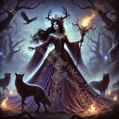 Hecate Goddess of Witchcraft counted cross stitch pattern by Mystic Vision Gallery