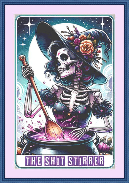 The Shit Stirrer counted cross stitch pattern by Pixel Paige Studio