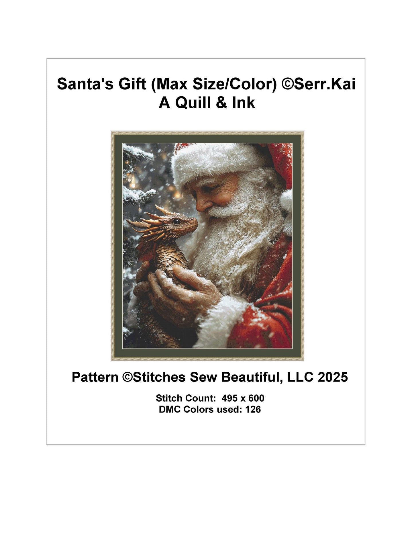 Santa's Gift (Max Size/Color) counted cross stitch pattern by Serr.Kai A Quill & Ink