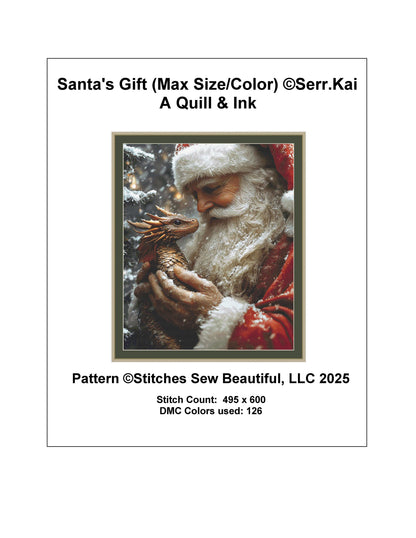 Santa's Gift (Max Size/Color) counted cross stitch pattern by Serr.Kai A Quill & Ink